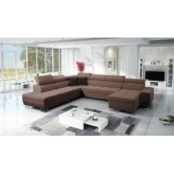 U-förmige Ecksofa Orbix X mit Schlaffunktion und USB-Anschluss | Geflecht, Sawana 25 | Wohnzimmermöbel