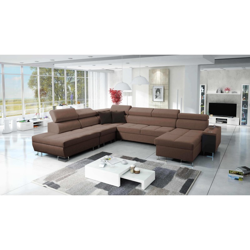 U-förmige Ecksofa Orbix X mit Schlaffunktion und USB-Anschluss | Geflecht, Sawana 25 | Wohnzimmermöbel U-förmige Ecksofa Orbix X mit Schlaffunktion und USB-Anschluss | Geflecht, Sawana 25 | Wohnzimmermöbel