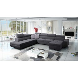 U-förmiges Ecksofa Orbix X mit Schlaffunktion und USB-Anschluss | Geflecht, Sawana 96 | Wohnzimmermöbel