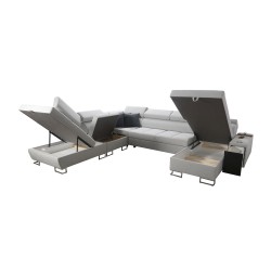 Sofá esquinero en forma de U Orbix X con función de cama y puerto USB | Tejido, Sawana 96 | Muebles de salón