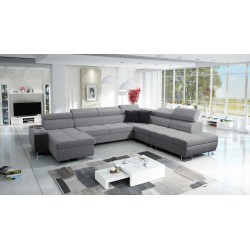 U-förmiges Ecksofa Orbix X mit Schlaffunktion und USB-Anschluss | Geflecht, Sawana 21 | Wohnzimmermöbel