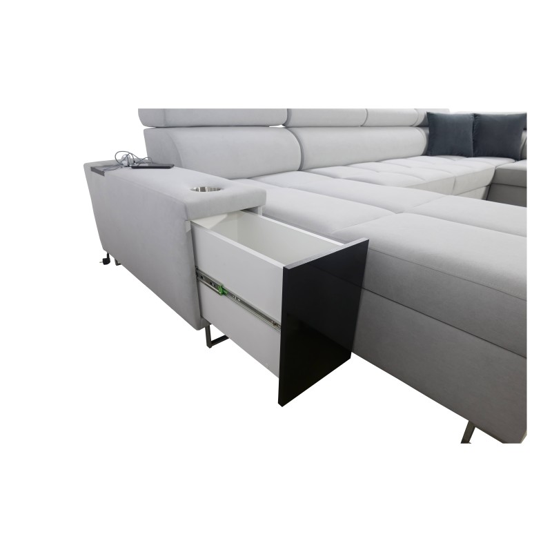 U-förmiges Ecksofa Orbix X mit Schlaffunktion und USB-Anschluss | Geflecht, Sawana 21 | Wohnzimmermöbel U-förmiges Ecksofa Orbix X mit Schlaffunktion und USB-Anschluss | Geflecht, Sawana 21 | Wohnzimmermöbel