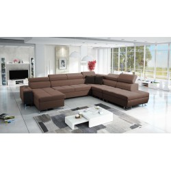 U-förmige Ecksofa Orbix X mit Schlaffunktion und USB-Anschluss | Geflecht, Sawana 25 | Wohnzimmermöbel