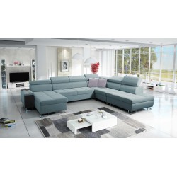 U-förmiges Ecksofa Orbix X mit Schlaffunktion und USB-Anschluss | Geflecht, Sawana 72 | Wohnzimmermöbel