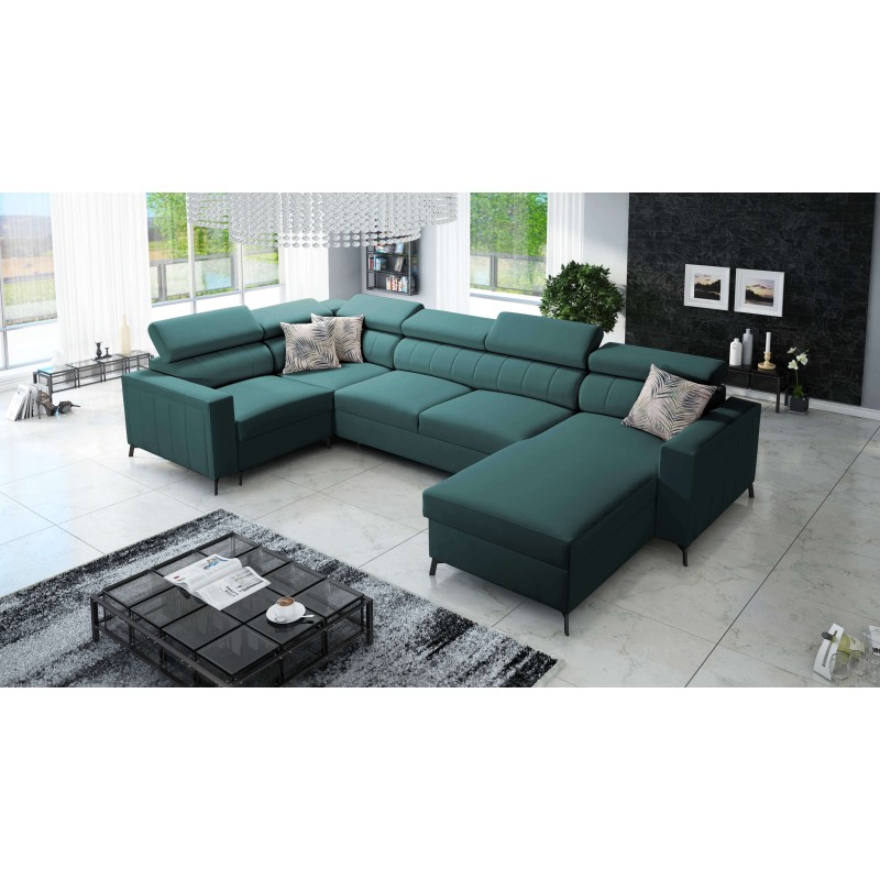 Sofá esquinero en forma de U Arco V Mini con función de cama, ajustable. Sofá esquinero en forma de U Arco V Mini con función de cama, ajustable.