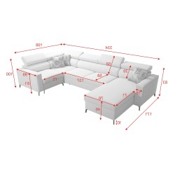 U-förmiges Ecksofa Arco V Mini mit Schlaffunktion, verstellbar U-förmiges Ecksofa Arco V Mini mit Schlaffunktion, verstellbar