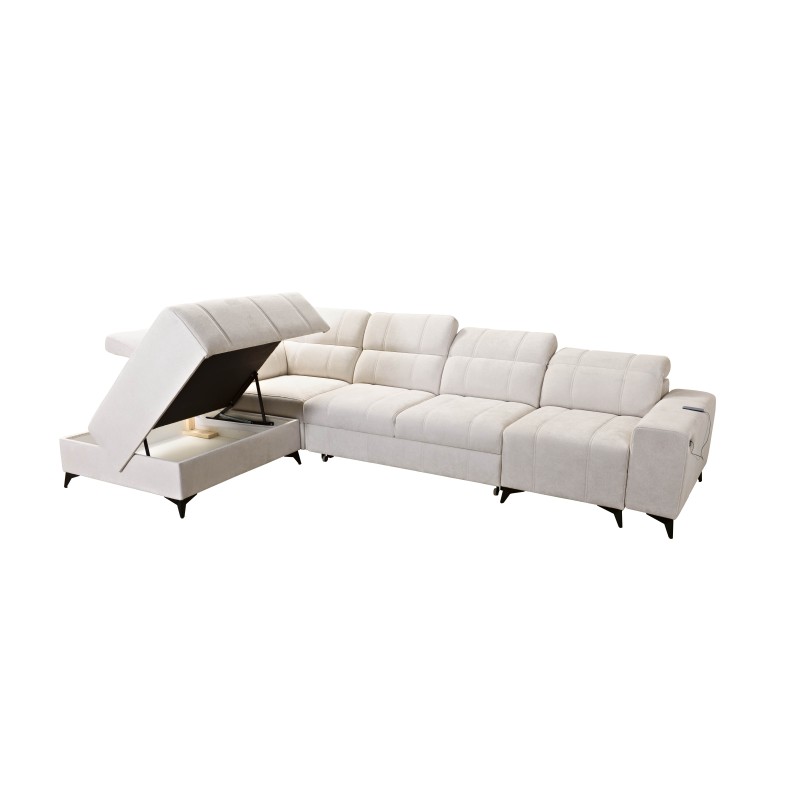 Sofá esquinero Ballagio XI con función de cama en tela Plecionka, Spring 1101: comodidad y estilo en uno. Sofá esquinero Ballagio XI con función de cama en tela Plecionka, Spring 1101: comodidad y estilo en uno.