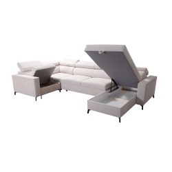 Sofá esquinero en forma de U Arco V Mini con función de cama, ajustable.