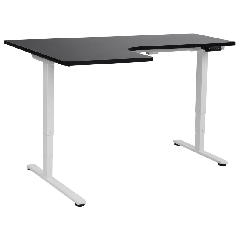 Biurko narożne lewe regulowane elektrycznie 160 x 59 cm biało-czarne DESTINES