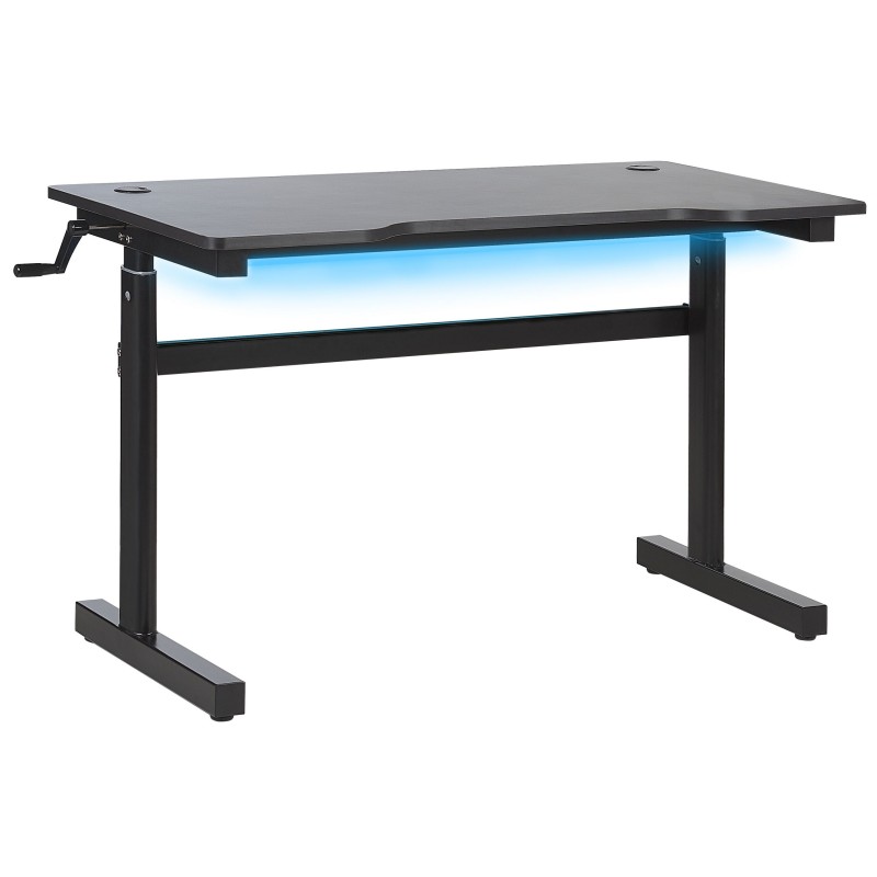 Biurko gamingowe RGB LED regulowane manualnie 120 x 60 cm czarne DURBIN