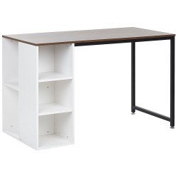 Biurko z półkami 120 x 60 cm ciemne drewno z białym DESE Biurko z półkami 120 x 60 cm ciemne drewno z białym DESE