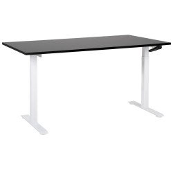 Biurko regulowane manualnie 160 x 72 cm czarno-białe DESTINES Biurko regulowane manualnie 160 x 72 cm czarno-białe DESTINES