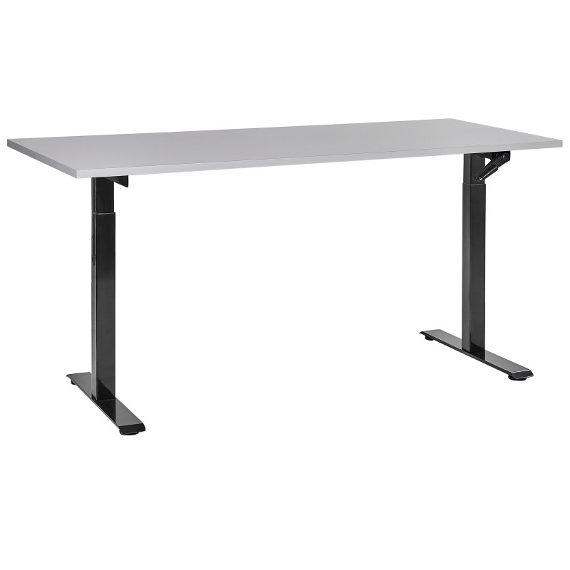 Biurko regulowane manualnie 160 x 72 cm szaro-czarne DESTINES