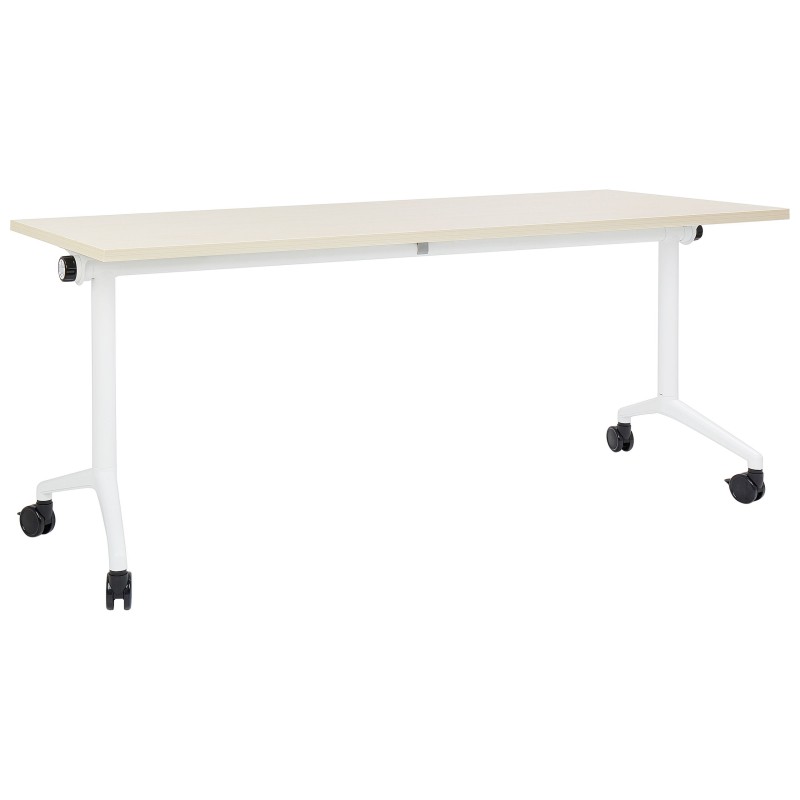 Biurko składane z kółkami 180 x 60 cm jasne drewno z białym CAVI