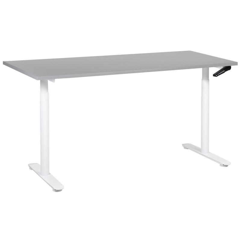 Biurko regulowane manualnie 160 x 72 cm szaro-białe DESTINAS