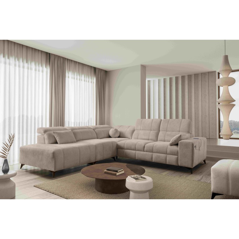 Sofá Esquinero de Lujo Ballagio IX con función de cama Plecionka, Spring 1110