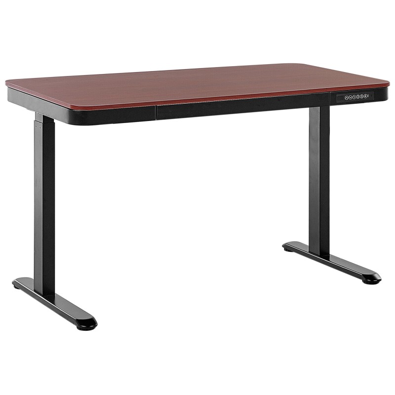 Biurko regulowane elektrycznie 120 x 60 cm z portem USB ciemne drewno z czarnym KENLY