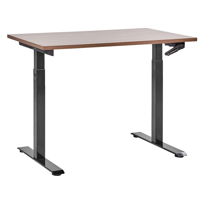 Biurko regulowane manualnie 120 x 72 cm ciemne drewno z czarnym DESTINES