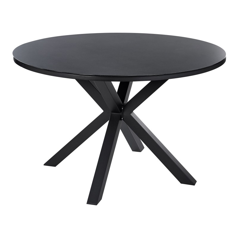 Stół ogrodowy MALETTO 120 cm 120 cm Szkło Czarny