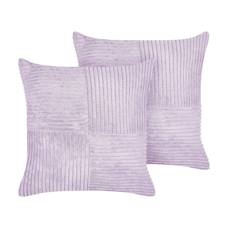 Zestaw 2 poduszek dekoracyjnych MILLET Sztruks 43 x 43 cm Fioletowy Wzór geometryczny