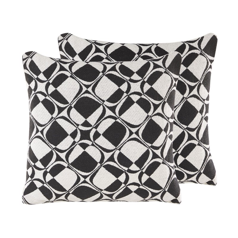Zestaw 2 poduszek dekoracyjnych KOTURE Bawełna 45 x 45 cm Czarny/ biały Wzór geometryczny