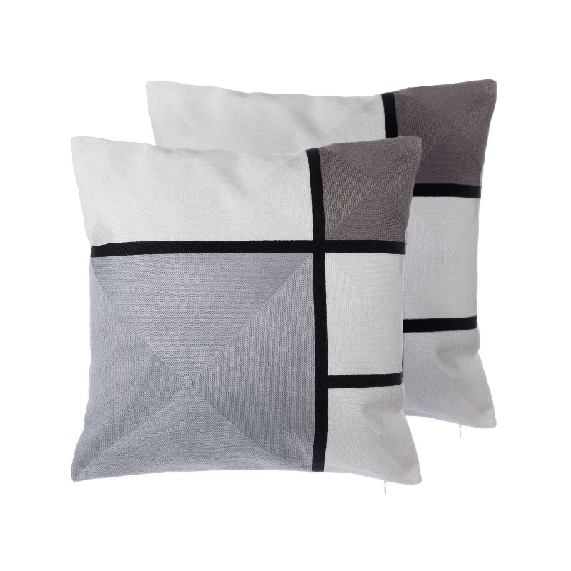 Zestaw 2 poduszek dekoracyjnych WEDELIA Bawełna 45 x 45 cm Szary Wzór geometryczny
