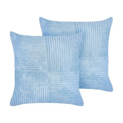 Zestaw 2 poduszek dekoracyjnych MILLET Sztruks 43 x 43 cm Niebieski Wzór geometryczny Zestaw 2 poduszek dekoracyjnych MILLET Sztruks 43 x 43 cm Niebieski Wzór geometryczny