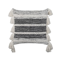 Poduszka dekoracyjna ROCHEA Bawełna 45 x 45 cm Czarny W paski Poduszka dekoracyjna ROCHEA Bawełna 45 x 45 cm Czarny W paski