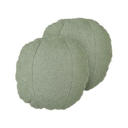Zestaw 2 poduszek dekoracyjnych RUTABAGA Boucle 30 x 30 cm Zielony Jednolity Zestaw 2 poduszek dekoracyjnych RUTABAGA Boucle 30 x 30 cm Zielony Jednolity
