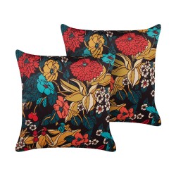 Zestaw 2 poduszek dekoracyjnych PROTEA Welur 45 x 45 cm Kolorowy Wzór kwiatowy Zestaw 2 poduszek dekoracyjnych PROTEA Welur 45 x 45 cm Kolorowy Wzór kwiatowy