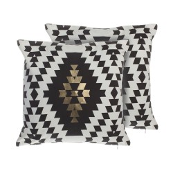 Zestaw 2 poduszek dekoracyjnych COLEUS Bawełna 45 x 45 cm Czarny Wzór geometryczny Zestaw 2 poduszek dekoracyjnych COLEUS Bawełna 45 x 45 cm Czarny Wzór geometryczny