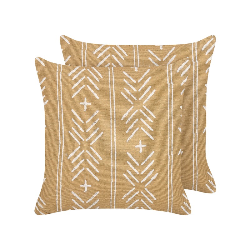 Zestaw 2 poduszek dekoracyjnych BANYAN Bawełna 45 x 45 cm Piaskowy Wzór geometryczny