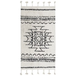 Dywan bawełniany 80 x 150 cm biało-czarny KHOURIBGA Dywan bawełniany 80 x 150 cm biało-czarny KHOURIBGA