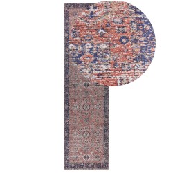 Dywan bawełniany 80 x 300 cm czerwono-niebieski KURIN Dywan bawełniany 80 x 300 cm czerwono-niebieski KURIN