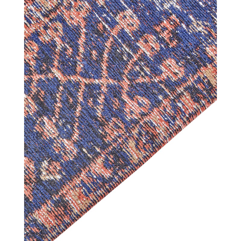 Dywan bawełniany 80 x 300 cm czerwono-niebieski KURIN Dywan bawełniany 80 x 300 cm czerwono-niebieski KURIN