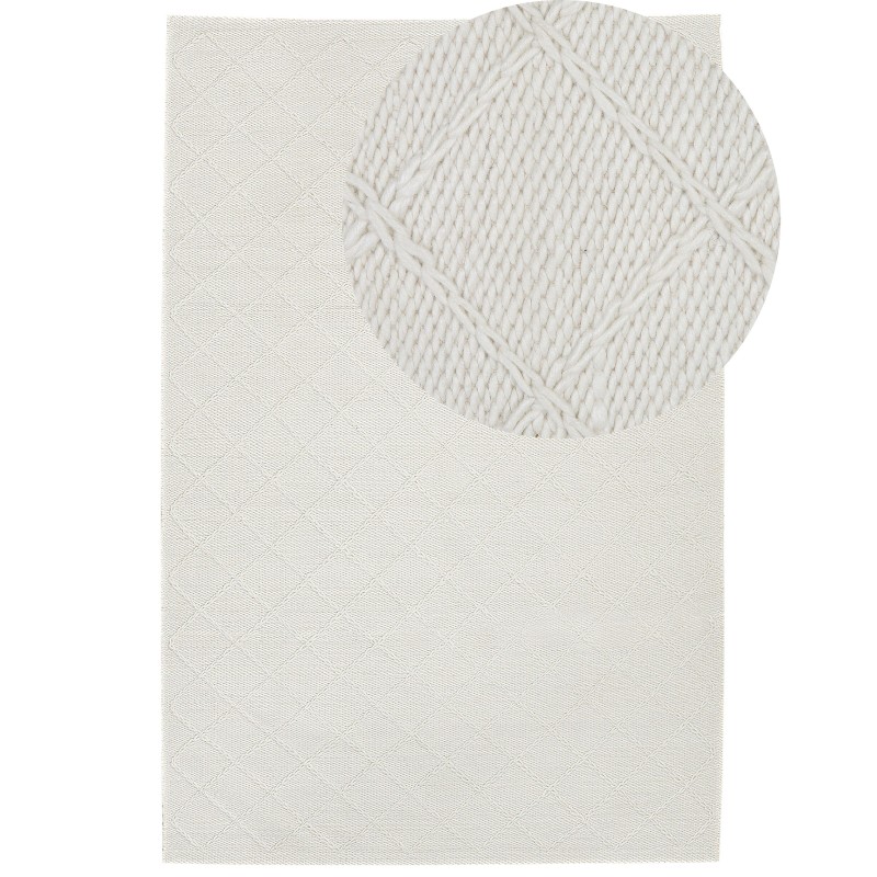 Dywan wełniany 140 x 200 cm złamana biel ELLEK
