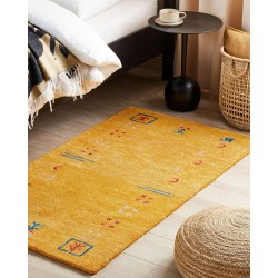 Dywan wełniany gabbeh 80 x 150 cm żółty AKALAN Dywan wełniany gabbeh 80 x 150 cm żółty AKALAN