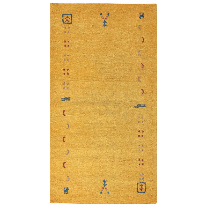 Dywan wełniany gabbeh 80 x 150 cm żółty AKALAN Dywan wełniany gabbeh 80 x 150 cm żółty AKALAN