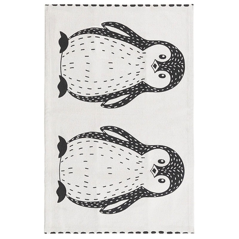 Dywan dziecięcy bawełniany motyw pingwina 60 x 90 cm czarno-biały HAJDARABAD