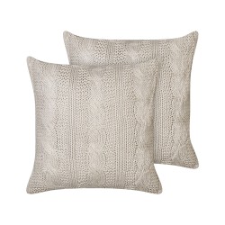 Zestaw 2 poduszek dekoracyjnych CONSTYLIS Bawełna 45 x 45 cm Beżowoszary Jednolity Zestaw 2 poduszek dekoracyjnych CONSTYLIS Bawełna 45 x 45 cm Beżowoszary Jednolity