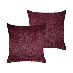 Zestaw 2 poduszek dekoracyjnych PILEA Sztuczne futro 45 x 45 cm Burgundowy Jednolity Zestaw 2 poduszek dekoracyjnych PILEA Sztuczne futro 45 x 45 cm Burgundowy Jednolity