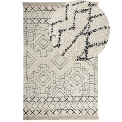 Dywan bawełniany 160 x 230 cm beżowo-czarny ZEYNE Dywan bawełniany 160 x 230 cm beżowo-czarny ZEYNE