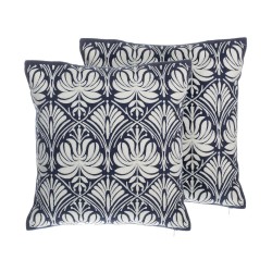 Zestaw 2 poduszek dekoracyjnych NEMESIA Bawełna 45 x 45 cm Ciemnoniebieski Ikat Zestaw 2 poduszek dekoracyjnych NEMESIA Bawełna 45 x 45 cm Ciemnoniebieski Ikat
