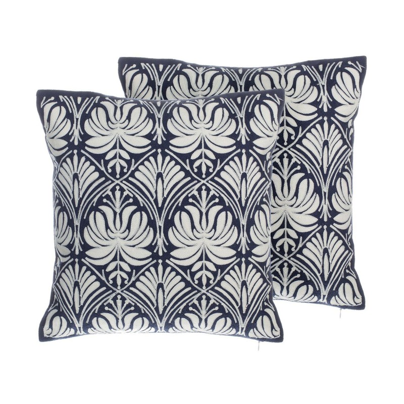 Zestaw 2 poduszek dekoracyjnych NEMESIA Bawełna 45 x 45 cm Ciemnoniebieski Ikat