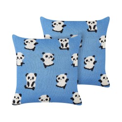 2 poduszki dla dzieci bawełniane w pandy 45 x 45 cm niebieskie TALOKAN 2 poduszki dla dzieci bawełniane w pandy 45 x 45 cm niebieskie TALOKAN