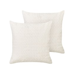 Zestaw 2 poduszek dekoracyjnych SURMI Sztuczne futro 45 x 45 cm Złamana biel Jednolity Zestaw 2 poduszek dekoracyjnych SURMI Sztuczne futro 45 x 45 cm Złamana biel Jednolity