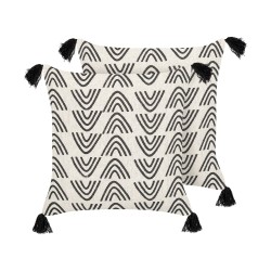 Zestaw 2 poduszek dekoracyjnych MAYS Bawełna 45 x 45 cm Biały Wzór geometryczny Zestaw 2 poduszek dekoracyjnych MAYS Bawełna 45 x 45 cm Biały Wzór geometryczny
