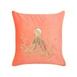 Poduszka dekoracyjna LAMINARIA Welur 45 x 45 cm Koralowy Wzór zwierzęcy Poduszka dekoracyjna LAMINARIA Welur 45 x 45 cm Koralowy Wzór zwierzęcy