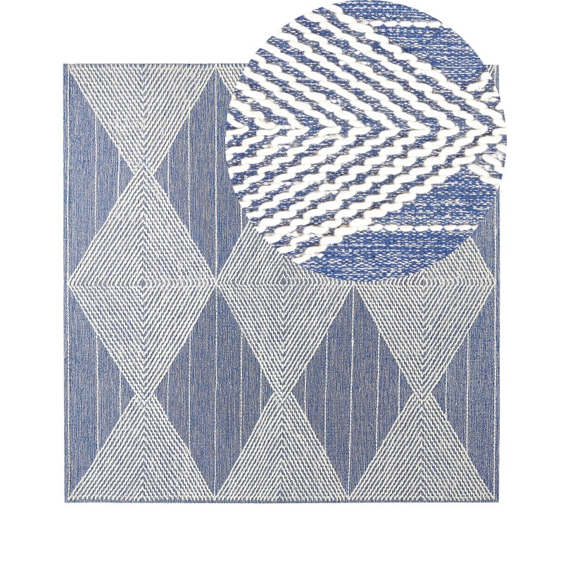 Dywan wełniany 200 x 200 cm beżowo-niebieski DATCA Dywan wełniany 200 x 200 cm beżowo-niebieski DATCA