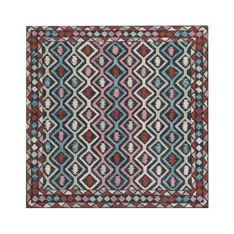 Dywan wełniany 200 x 200 cm wielokolorowy HAYMANA Dywan wełniany 200 x 200 cm wielokolorowy HAYMANA